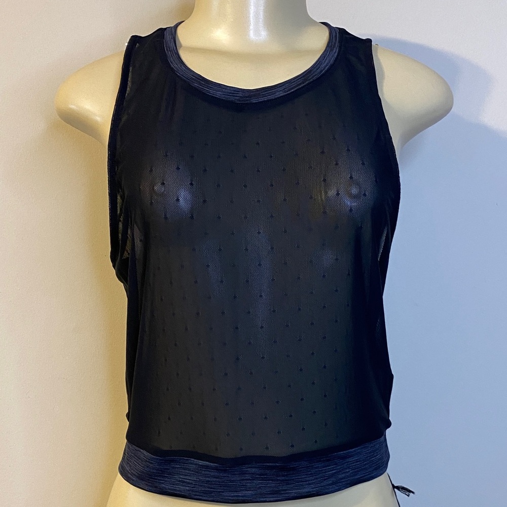Zyia Active Sheer Black Sleeveless Top Size L